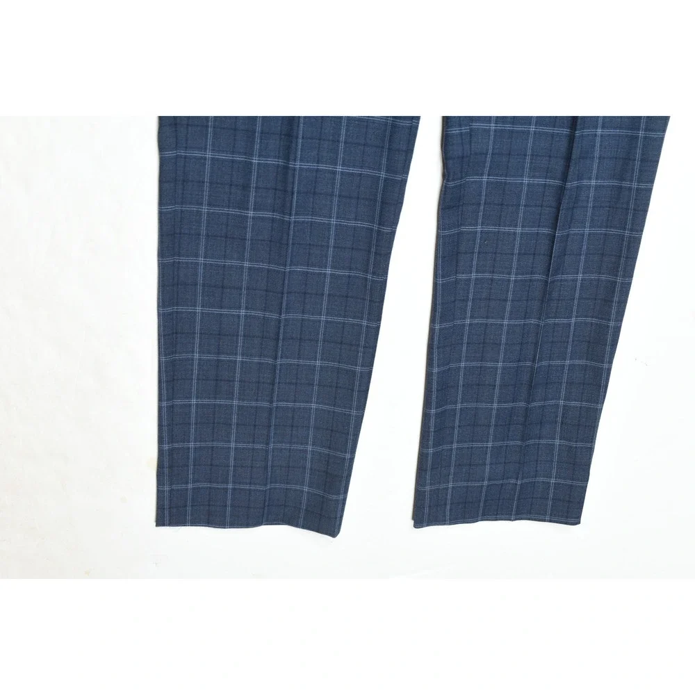 Brooks Brothers REGENT Trousers Pants Mens 34x32 Blue Plaid Wool Slim Fit
